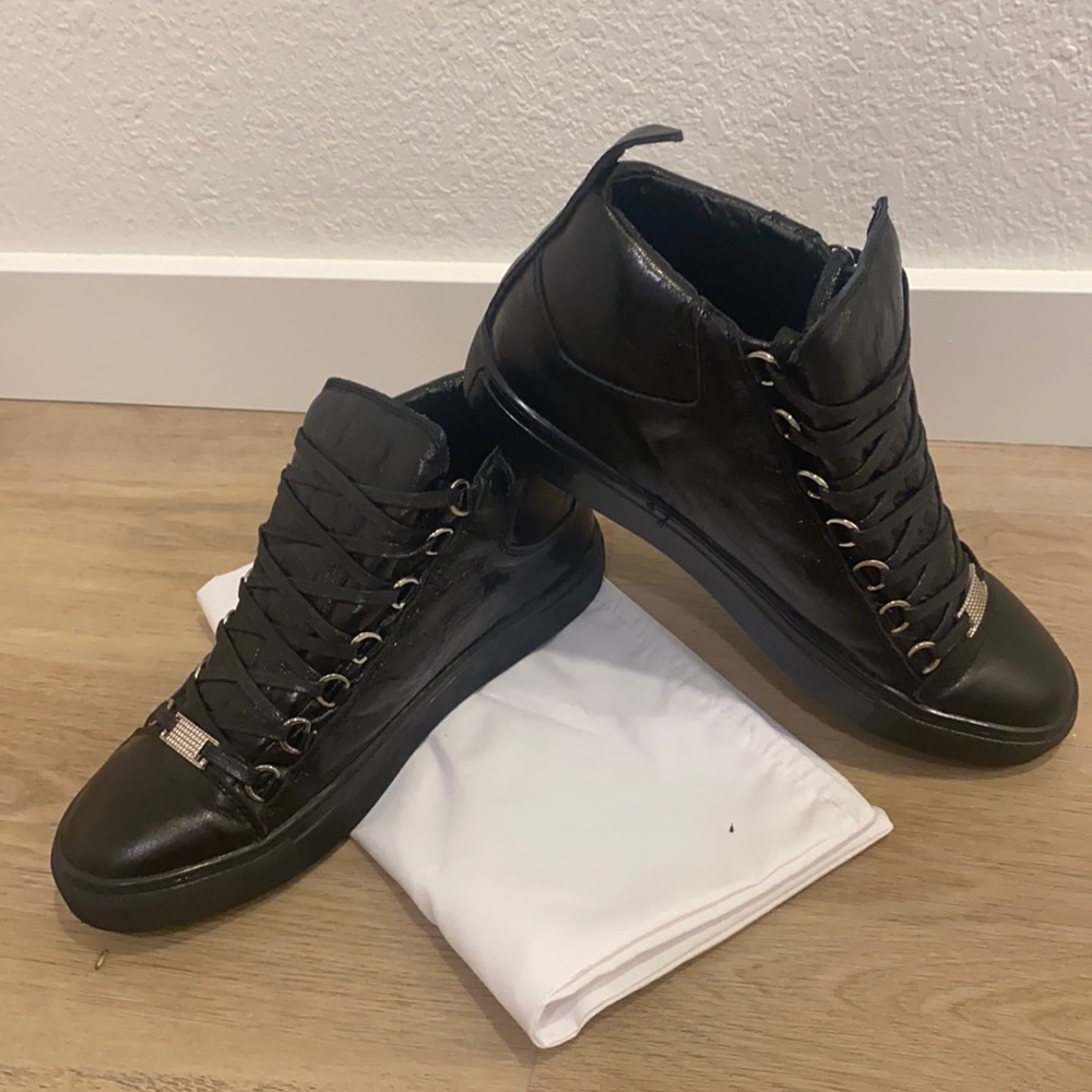 Black Leather Shoes High Top